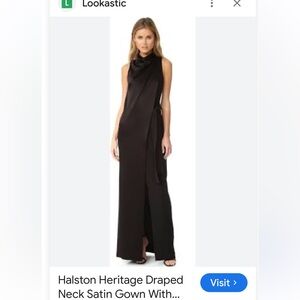 NWOT Halston Heritage Black Cowl Neck Gown